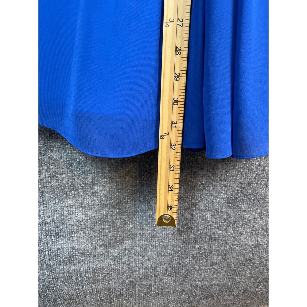 Bill Levkoff Chiffon Cocktail Dress Women 4 Royal Blue Excellent Pleated Formal - Picture 3 of 7